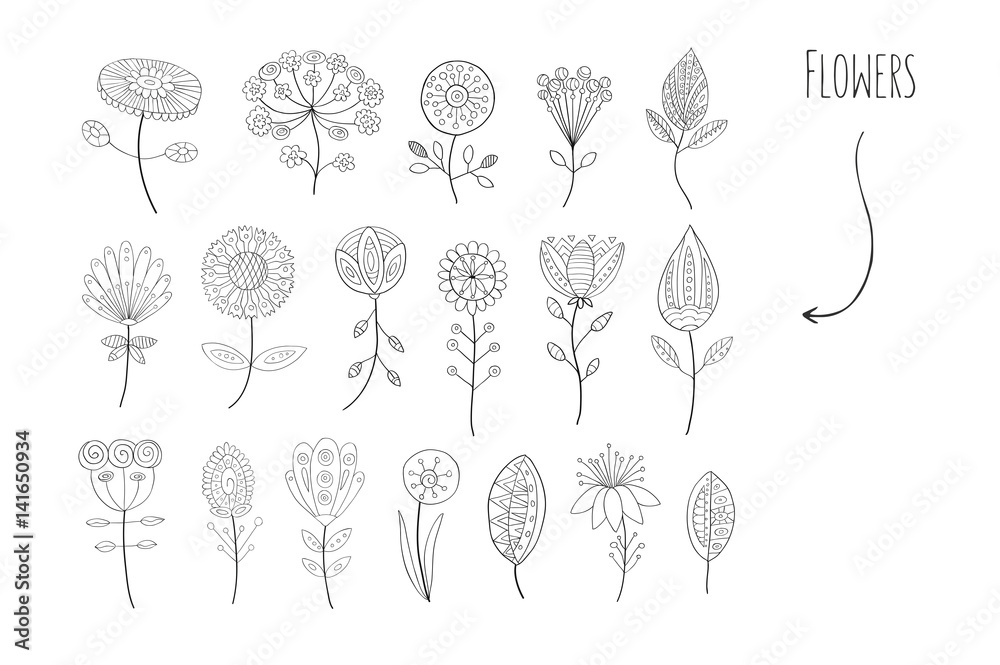 Lovely hand drawn floral elements