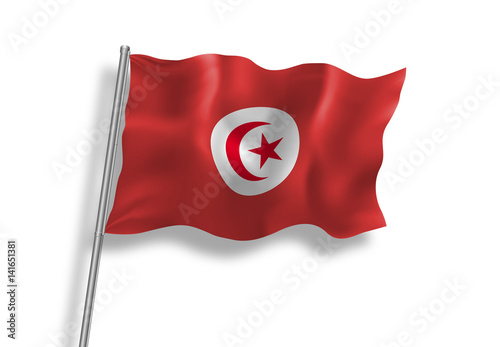 Drapeau de Tunisie en qualité vectorielle 