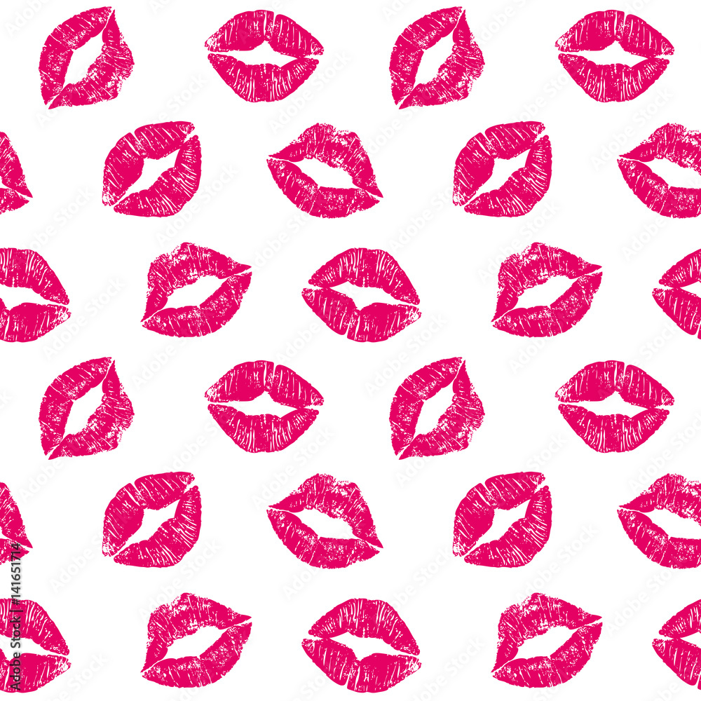 Female lips hearts seamless pattern Female lips hearts seamless pattern