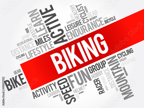 Biking word cloud collage, sport concept background