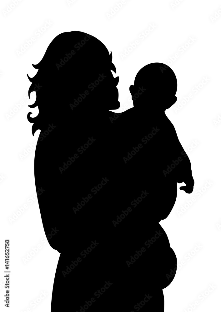 silhouette of mother with baby