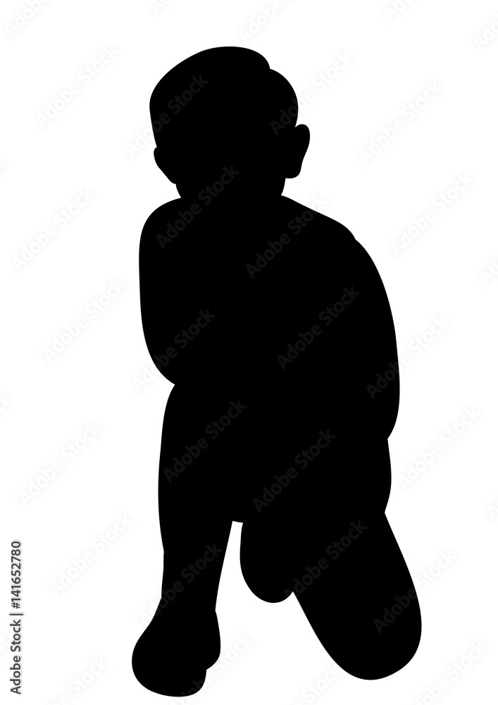  isolated silhouette of a boy sitting