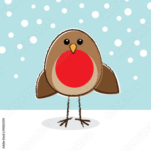 Robin Red Breast on Snow
