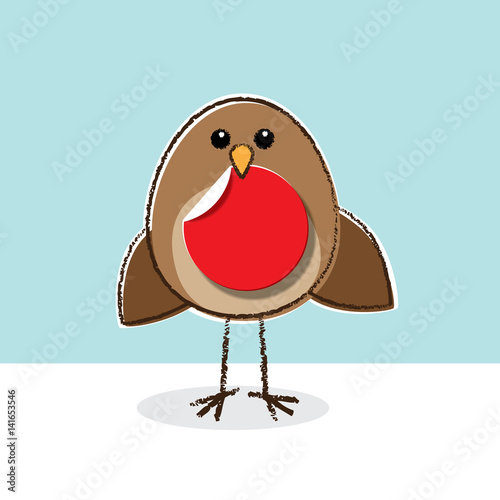 Robin with Red Paper Dot