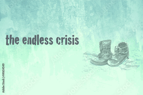 Crisis concept vector  background with ancient and modern shoe comparison used