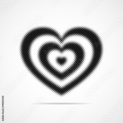 Black heart halftone. Vector illustration