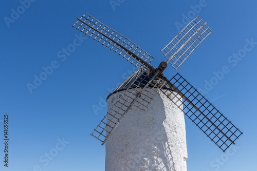Restored spanish windmill in daylight (Los Yebenes, Spain)