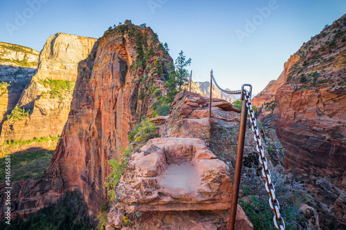 Angels landing hiking trail in Zion National Park, Utah, USA