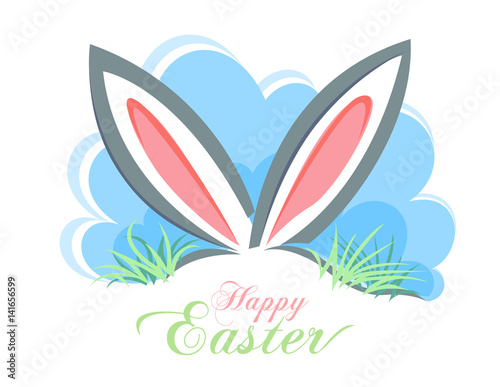 Rabbit ears as greetings for Easter. Vector Illustration