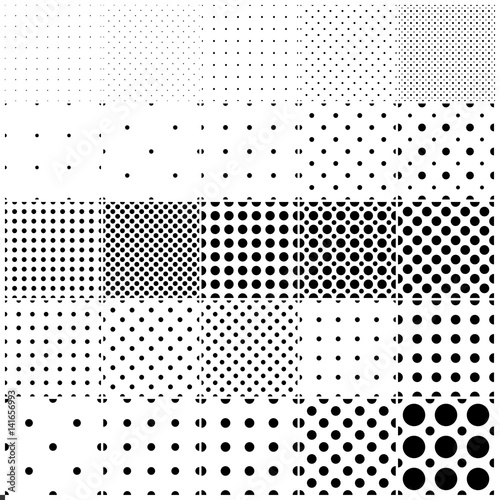 Collection of simple seamless dotted patterns.
