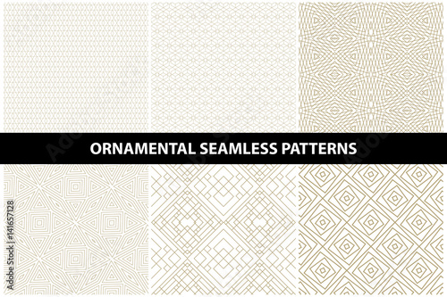 Ornamental patterns - seamless vector collection. Luxury grid backgrounds.