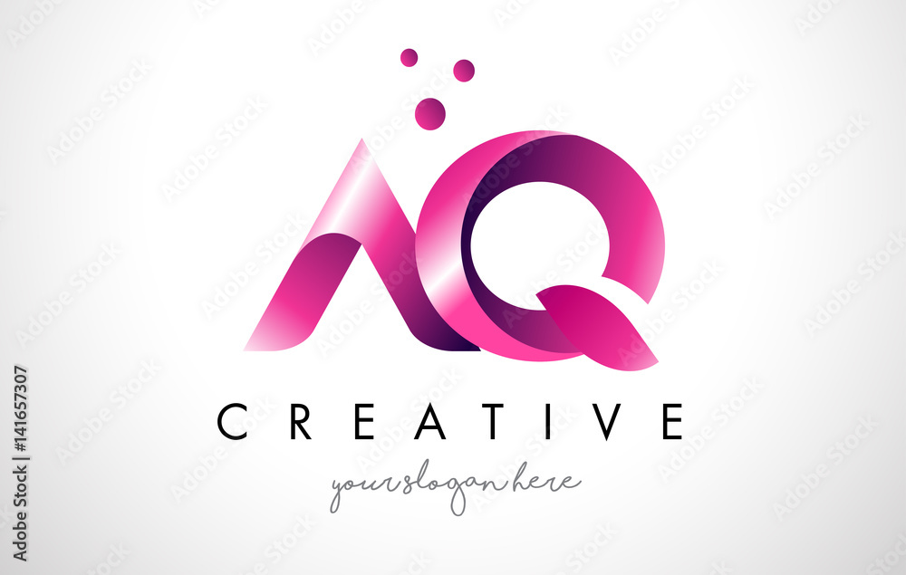 AQ Letter Logo Design with Purple Colors and Dots