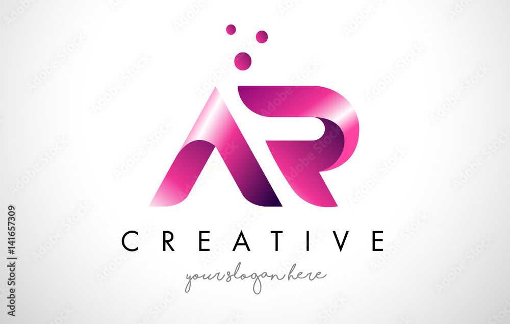 AR Letter Logo Design with Purple Colors and Dots AR Letter Logo Design with Purple Colors and Dots