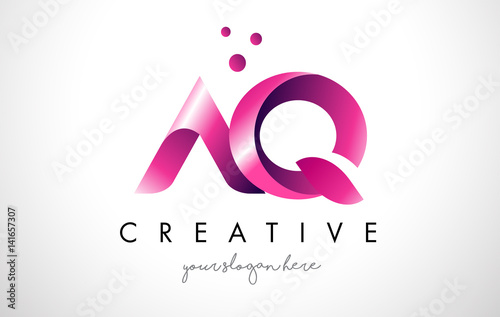 AQ Letter Logo Design with Purple Colors and Dots