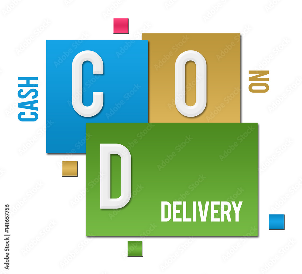 COD - Cash On Delivery Colorful Squares Text COD - Cash On Delivery Colorful Squares Text