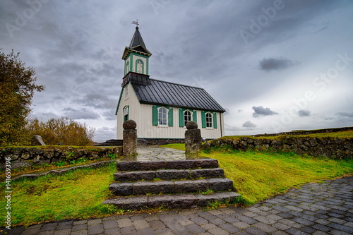 Church in Thingvellir National Park in Iceland photo