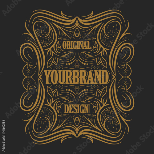 Antique label, vintage frame design, retro logo.