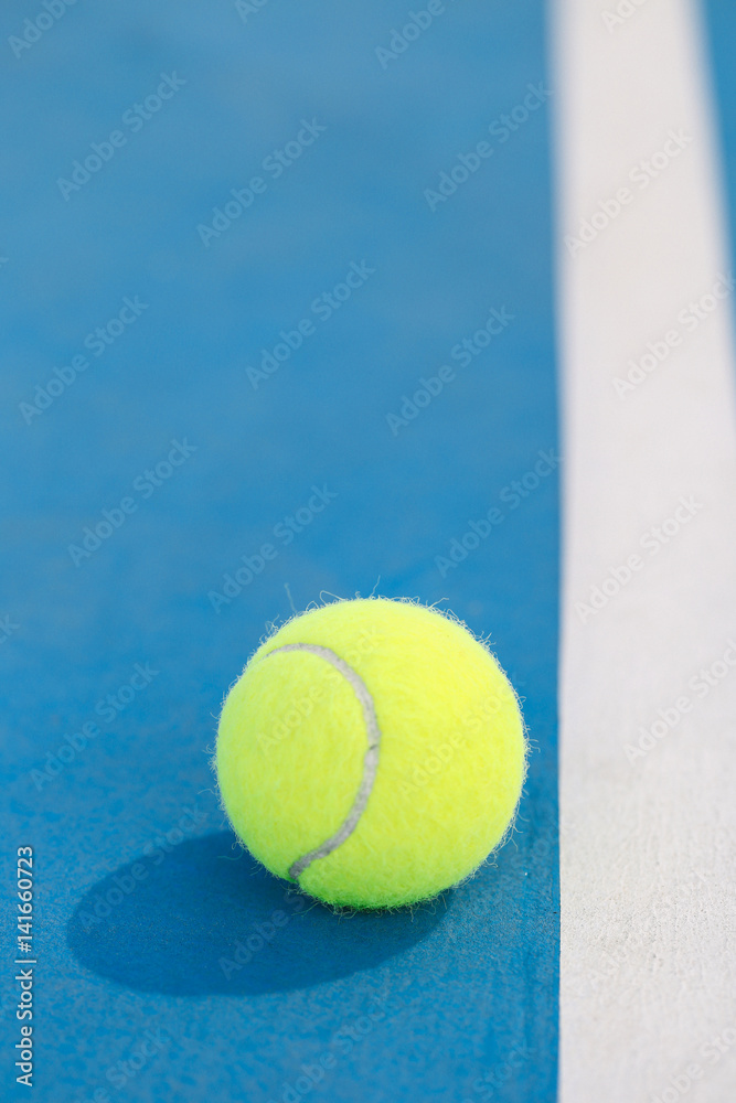 Tennis Ball Close up with Court Lines