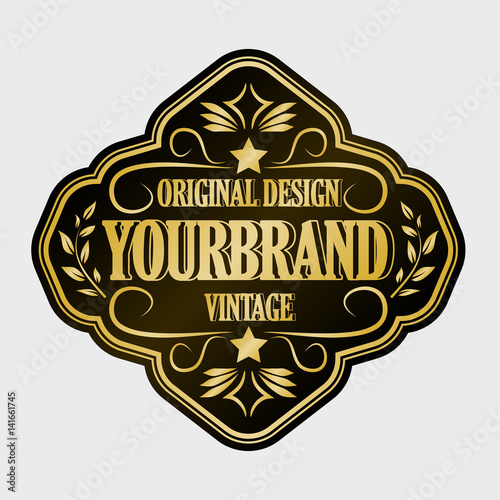 Antique label, vintage frame design, retro logo.