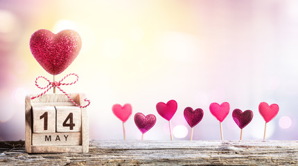 Mothers Day - Calendar Date With Hearts Decoration 
