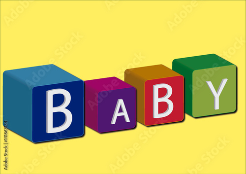 Baby (letras sobre cubos 3D)