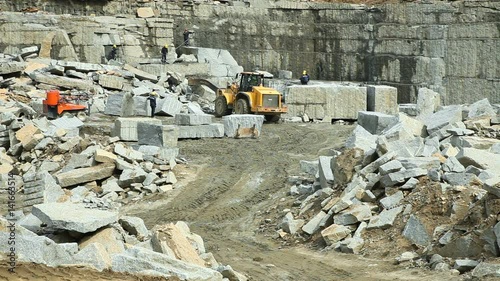 Work Brigade in the quarry mining granite