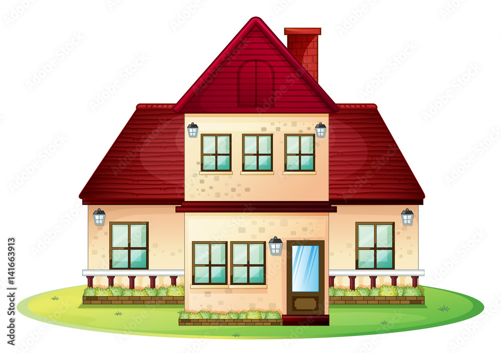 Two storey house with red roof Two storey house with red roof