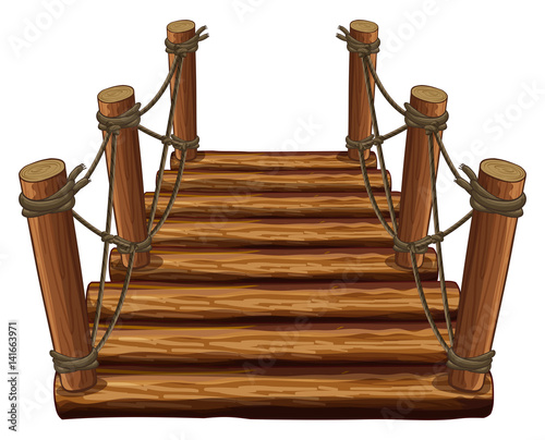 Small wooden bridge on white