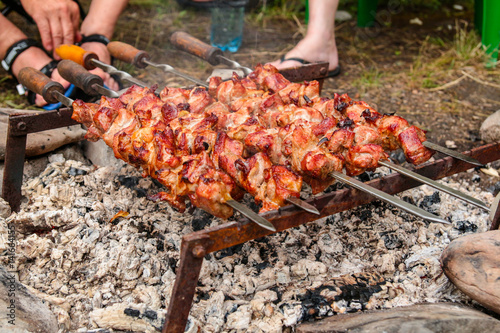 barbecue potato on skewers