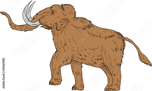 Woolly Mammoth Prancing Drawing