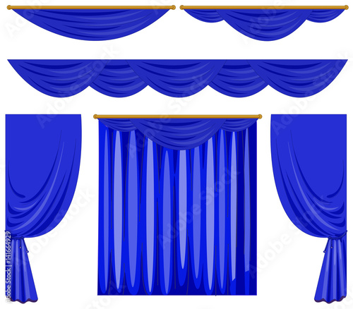 Blue curtain design on white