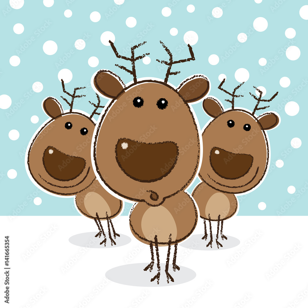 Surprised Reindeer in a Herd Surprised Reindeer in a Herd
