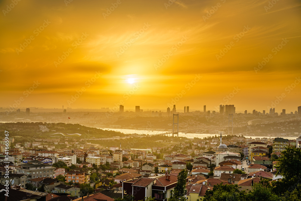 Istanbul from a Hill at Sunset