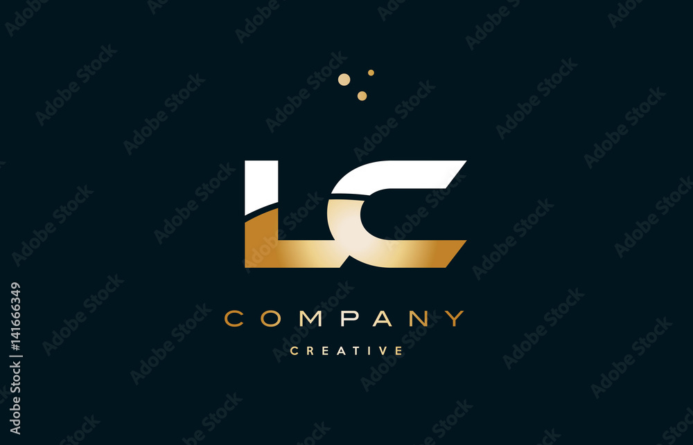 lc l c white yellow gold golden luxury alphabet letter logo icon ...