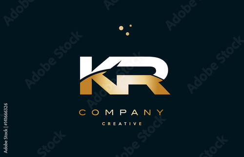 Tableau sur toile kr k r  white yellow gold golden luxury alphabet letter logo icon template