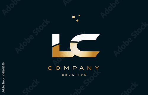 lc l c white yellow gold golden luxury alphabet letter logo icon template