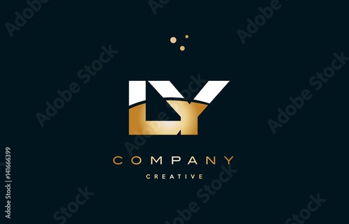 ly l y  white yellow gold golden luxury alphabet letter logo icon template