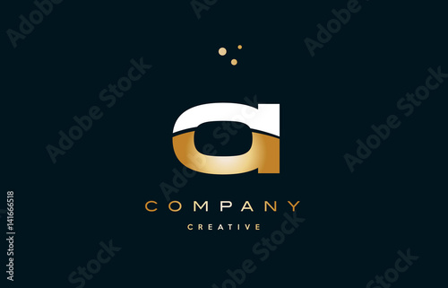 oi o i  white yellow gold golden luxury alphabet letter logo icon template