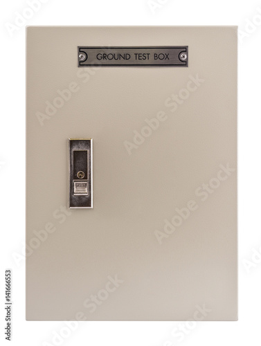 Electric control box on white background