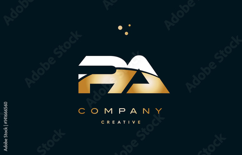 pa p a  white yellow gold golden luxury alphabet letter logo icon template