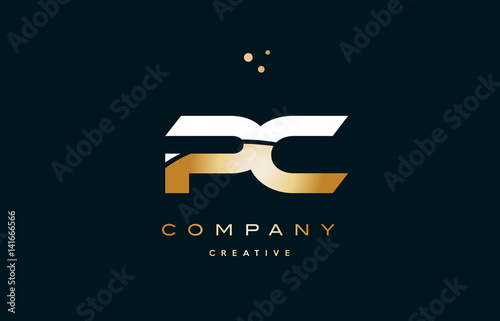 pc p c  white yellow gold golden luxury alphabet letter logo icon template