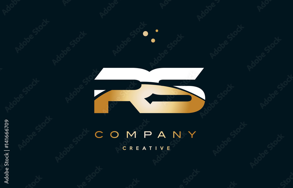 Obraz premium rs r s white yellow gold golden luxury alphabet letter logo icon template