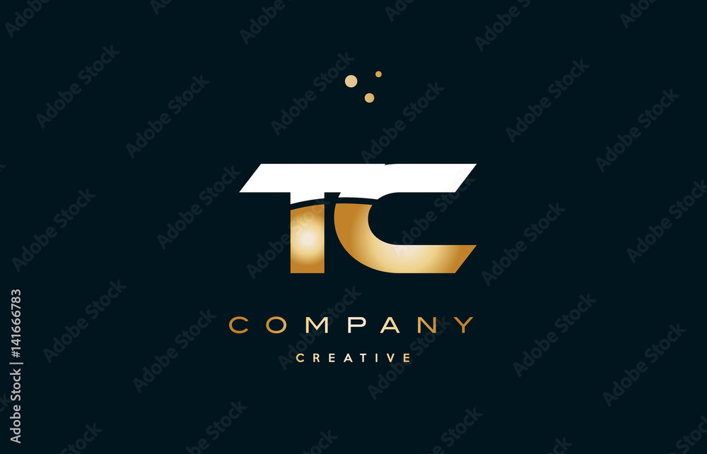 tc t c white yellow gold golden luxury alphabet letter logo icon ...