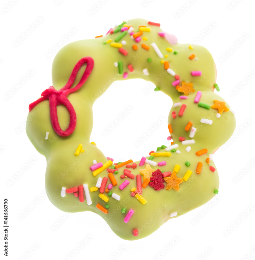 sprinkled donut isolated on white background
