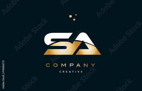 sa s a  white yellow gold golden luxury alphabet letter logo icon template photo