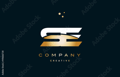 se s e  white yellow gold golden luxury alphabet letter logo icon template