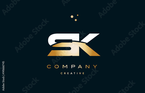 sk s k  white yellow gold golden luxury alphabet letter logo icon template photo