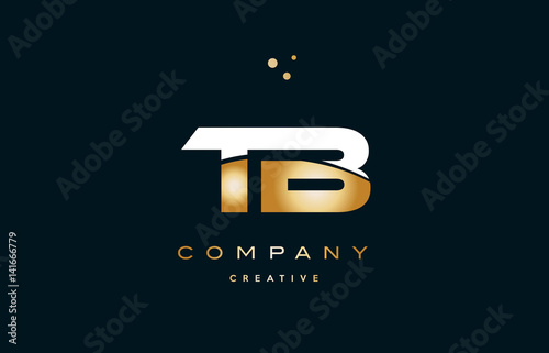 tb t b  white yellow gold golden luxury alphabet letter logo icon template