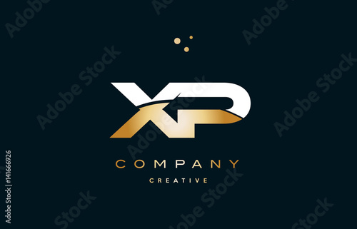 xp x p  white yellow gold golden luxury alphabet letter logo icon template