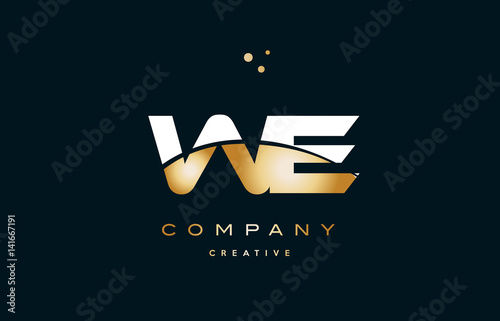 we w e white yellow gold golden luxury alphabet letter logo icon template